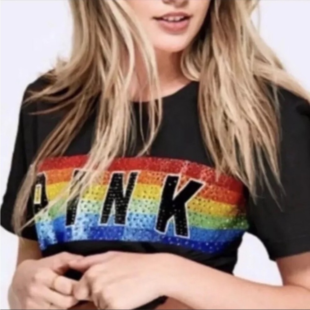 PINK Victoria’s Secret Tee Rainbow Bling